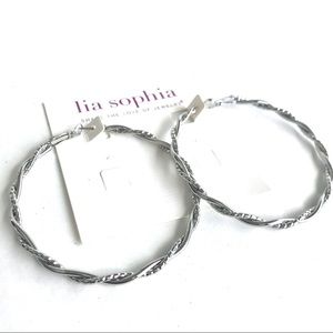 Lia Sophia Double Take Silver Tone Hoop Earrings
